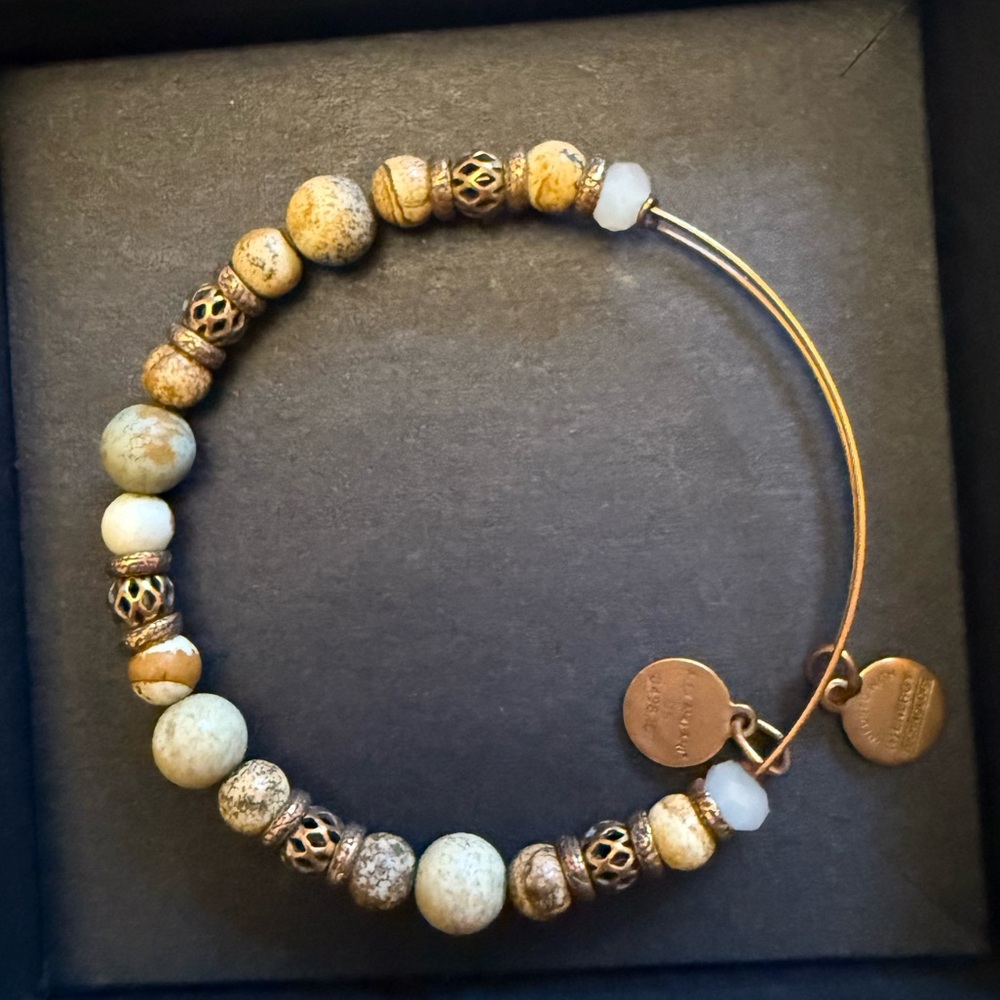 Alex and Ani Gold and Brown Beaded Bangle